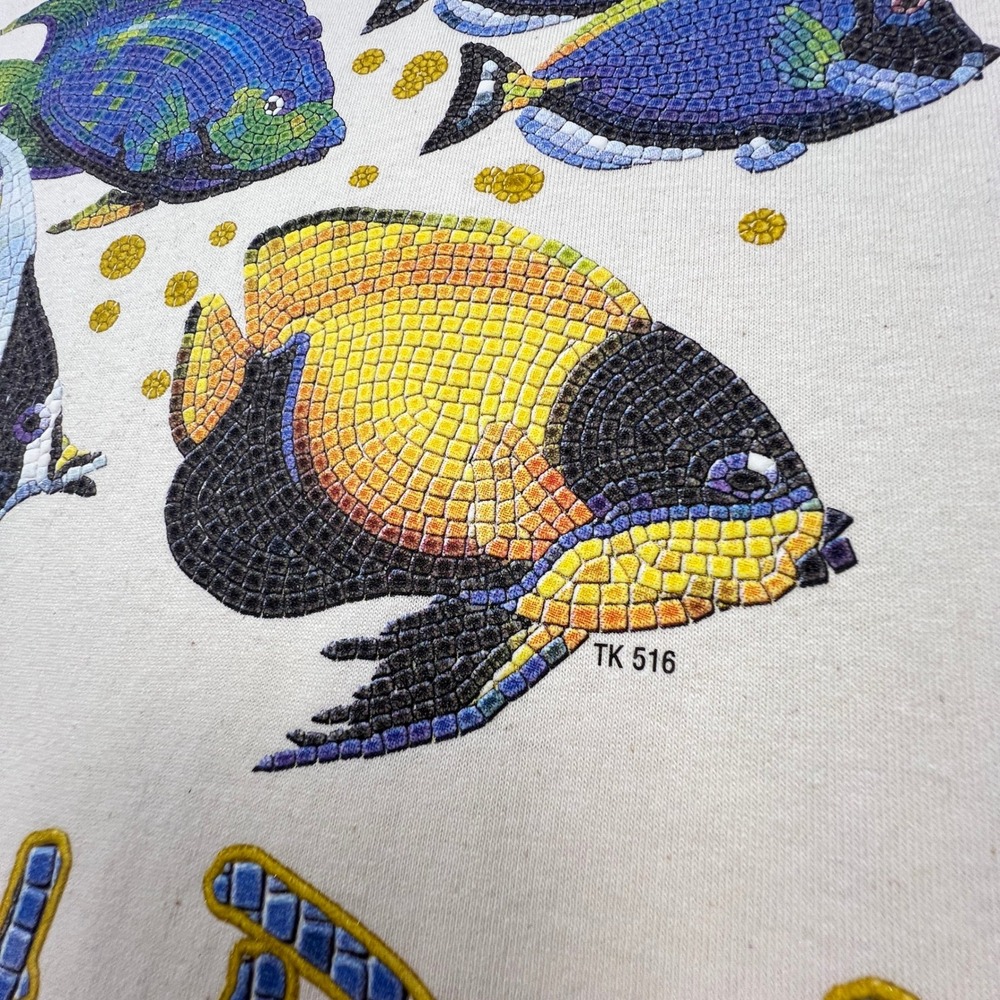 Florida Tropical Fish T-Shirt Mens XXL Delta Single Stitch Mosaic VTG 90s Tee - Picture 8 of 16